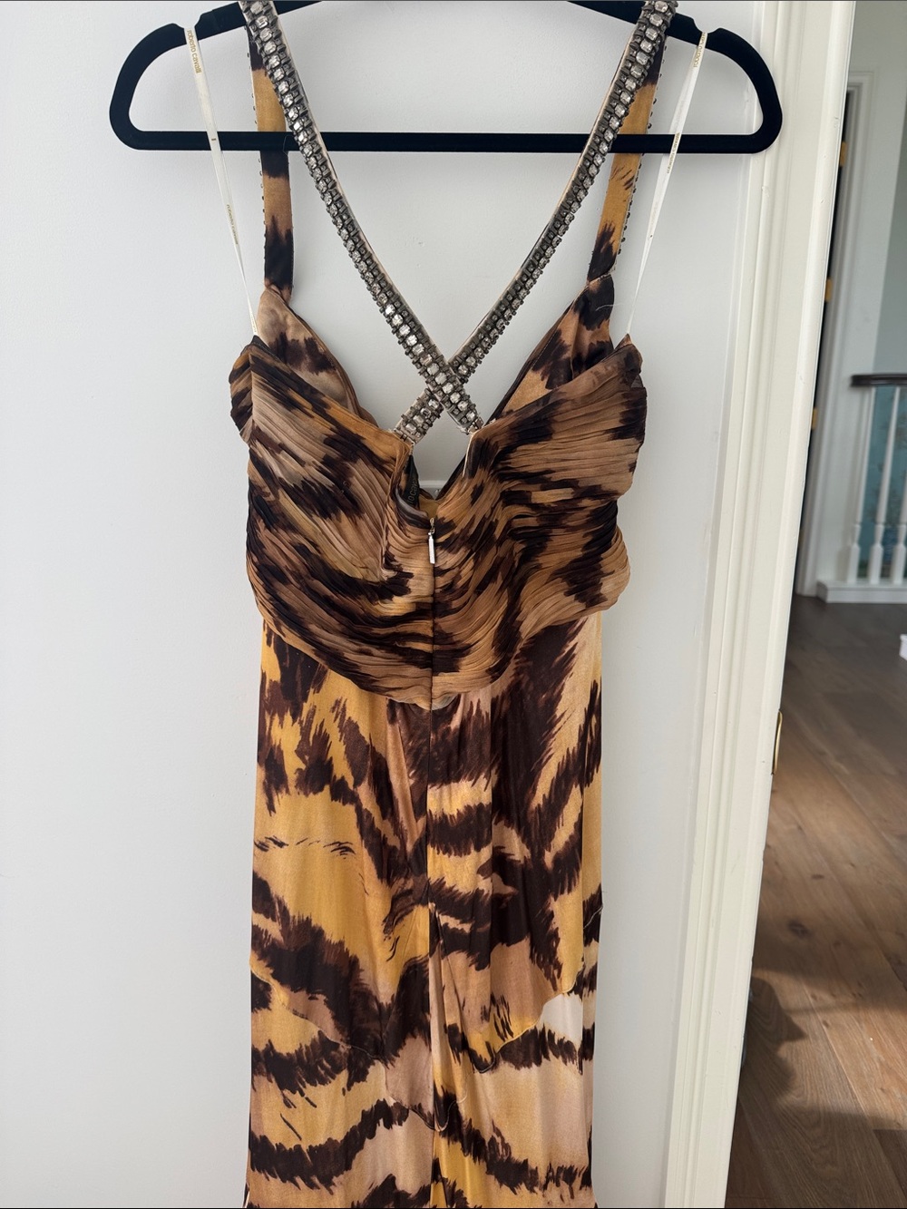 Vintage Roberto Cavalli Beaded Cross-Strap Animal-Print Gown - Picture 6 of 12